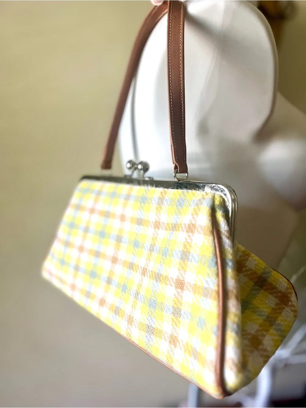 VNTG Y2K Glenda Gies “Jackie” Plaid Yellow Women's Handbag